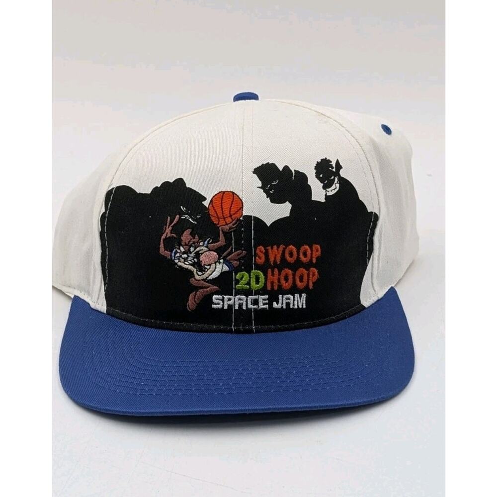 Vintage 1996 Space Jam Swoop 2D Hoop Snapback Hat Taz Monstars Warner Bros NOS